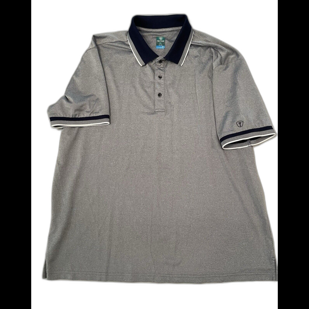 Pro Tour Polo Shirt Men Size XL Blue Gray Cool Play Short Sleeves